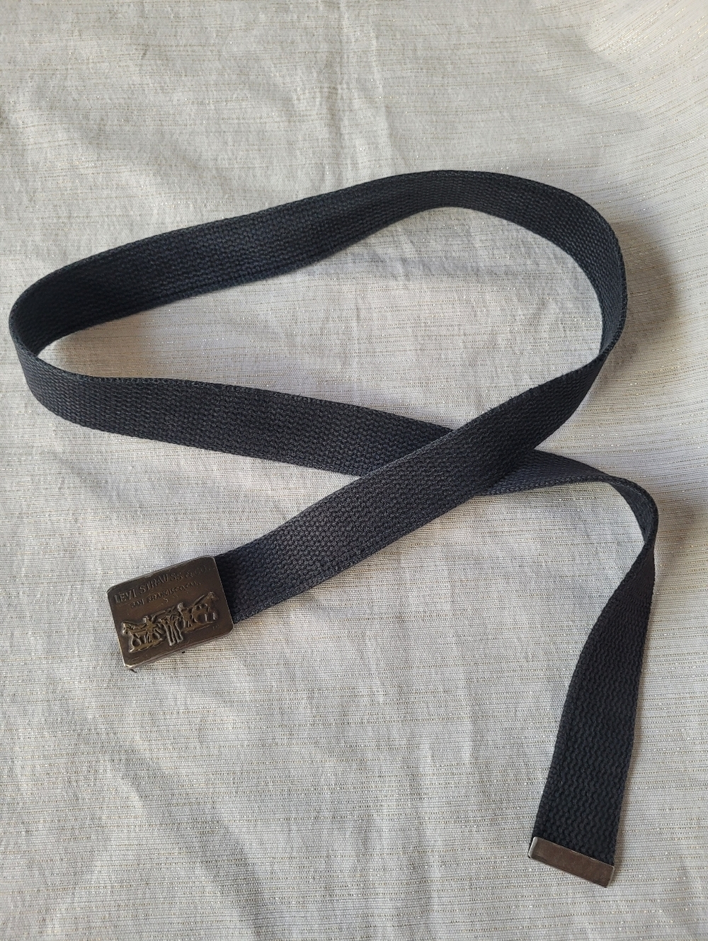 Vintage Levi's Blue  Woven Web Belt with Brass Buckle Gacha 70-80 Size 38